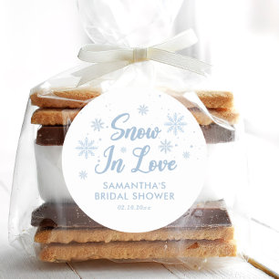 Sticker Rond La neige bleue et blanche en amour Fête des mariée