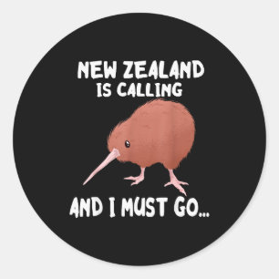 Sticker Rond La Nouvelle-Zélande appelle l'oiseau sauvage Kiwi 