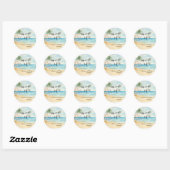 Sticker Rond La nuit d'avant plage et palmiers Mariage (Feuille)