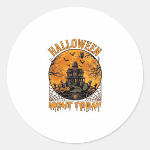Sticker Rond La nuit d'Halloween aujourd'hui Manoir hanté Citro