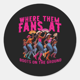 Sticker Rond Là Où Ils Fans Aux Bottes Sur Le Lin De La Femme A