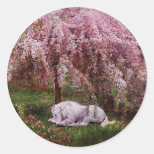 Sticker Rond Là où les licornes rêvent l'autocollant