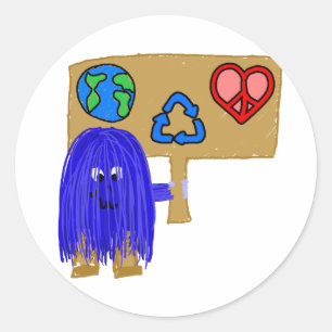 Sticker Rond la paix bleue d'amour de la terre réutilisent