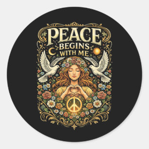 Sticker Rond La paix commence en soi