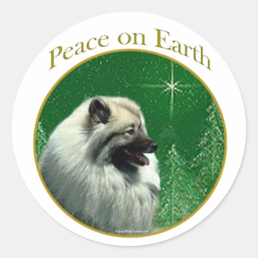 Sticker Rond La paix de Keeshond (Devant)