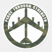 Sticker Rond La Paix Par La Force (Devant)