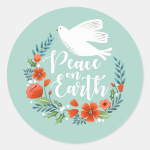 Sticker Rond La paix sur Terre Noël