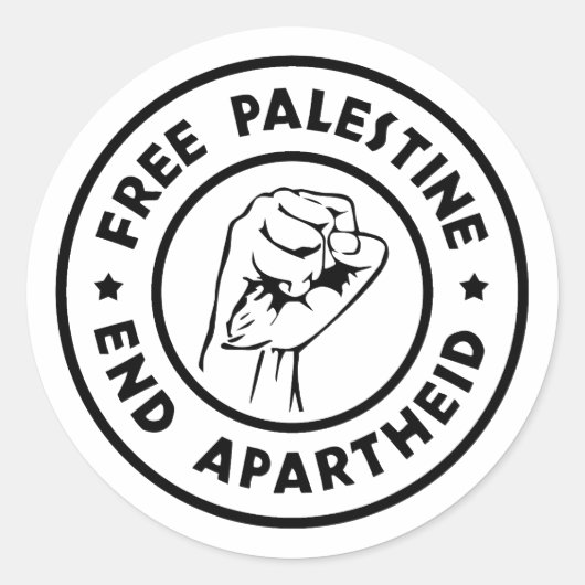 Sticker Rond La Palestine libre met fin à l'apartheid (Devant)