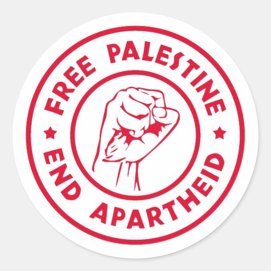Sticker Rond La Palestine libre met fin à l'apartheid (Devant)