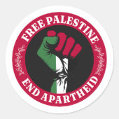 Sticker Rond La Palestine libre met fin à l'apartheid II (Devant)