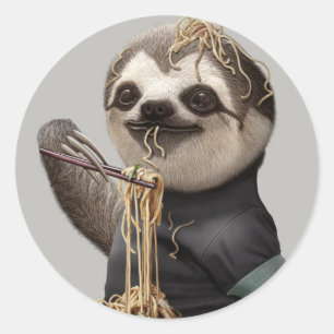 STICKER ROND LA PARESSE MANGENT LA NOUILLE