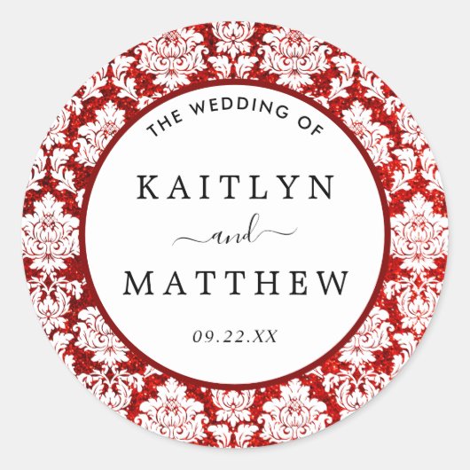 Sticker Rond La Parties scintillant Damask Las Vegas Mariage Co (Devant)