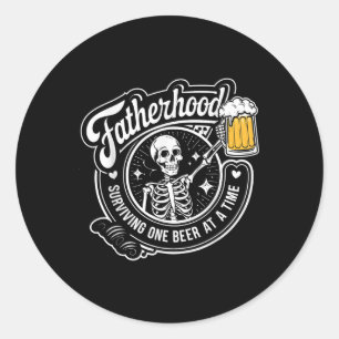 Sticker Rond La Patrie Survivante Une Bière À La Fois Drôle Fat