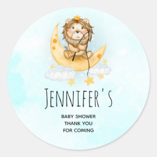 Sticker Rond La pêche au lion sur le Baby shower de la lune