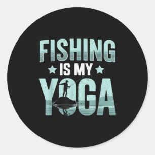 Sticker Rond La pêche vintage est ma relaxation yoga pour homme