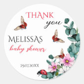 Sticker Rond La petite dame baby shower de la dame (Devant)
