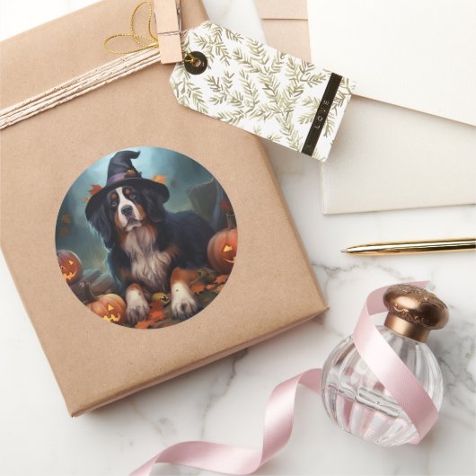 Sticker Rond La peur de l'Halloween Citrouille bernoise (Cadeaux)