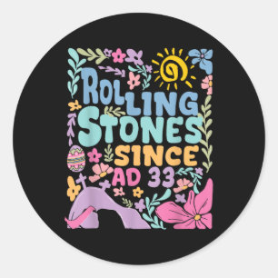 Sticker Rond La Pierre A Été Roulée Il Est Vivant Rétro Christ