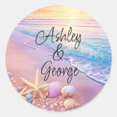 Sticker Rond La Plage au coucher du soleil (Devant)