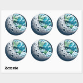 Sticker Rond La planète Terre et sa lune : Merveille céleste (Feuille)