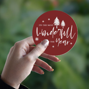Sticker Rond La plus merveilleuse période de l'année rouge et b