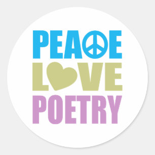 Sticker Rond La poésie de l'amour pour la paix