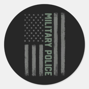 Sticker Rond La Police Militaire Serre Le Drapeau Américain _ F
