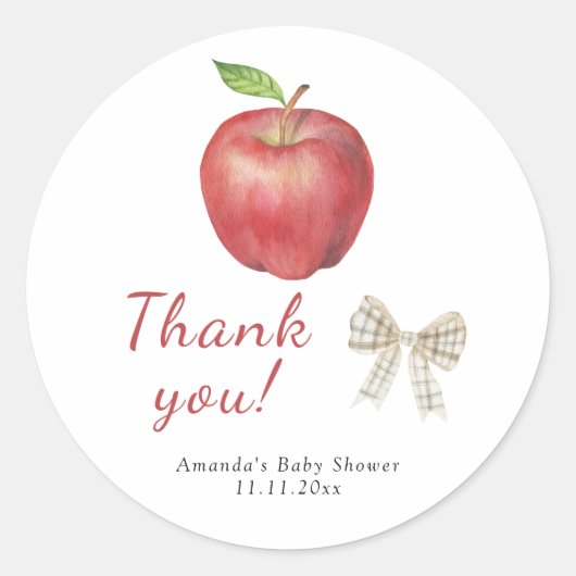 Sticker Rond La pomme de notre Merci de Baby shower oculaire (Devant)