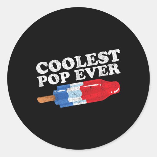 Sticker Rond La Pop la plus froide jamais Popsicle Funny Retro (Devant)
