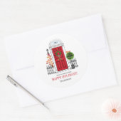Sticker Rond La porte de Noël des Fêtes Rouges (Enveloppe)
