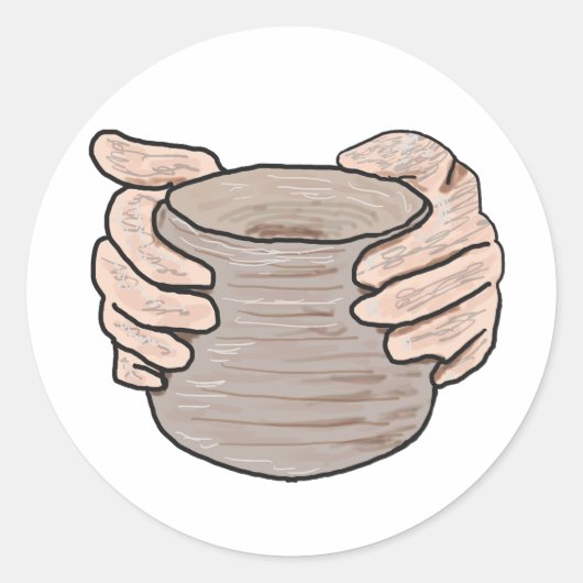 Sticker Rond La poterie fait les mains (Devant)