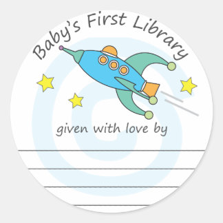 Sticker Rond la première bibliothèque de la fusée spatiale