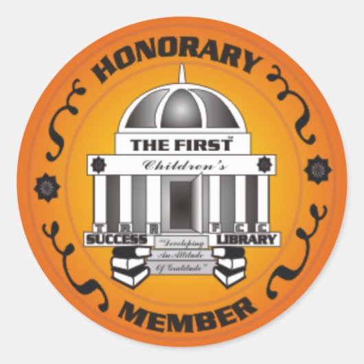 Sticker Rond La première bibliothèque de succès pour enfants (Devant)