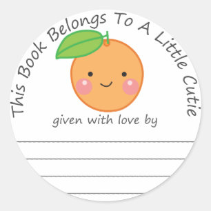 Sticker Rond La première bibliothèque pour bébé Little Cutie