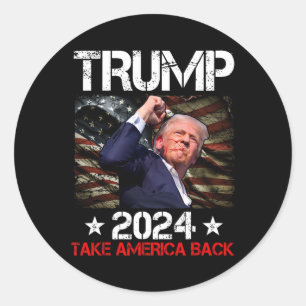 Sticker Rond La Première Pompe À Trump 2024 Trump Survit Au Ral