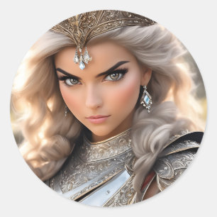 Sticker Rond La princesse en armure est un spectacle magnifique