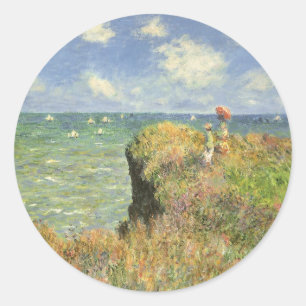 Sticker Rond La Promenade à Pourville par Claude Monet
