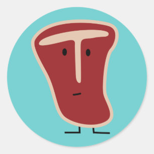 Sticker Rond La protéine de viande de bifteck à l'os a grill