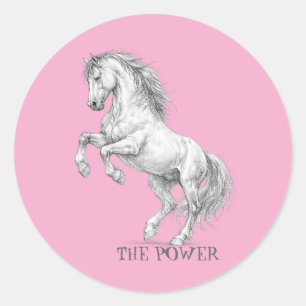 Sticker Rond La Puissance de l'Étalon Graphique de Cheval Maj