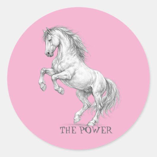 Sticker Rond La Puissance de l'Étalon | Graphique de Cheval Maj (Devant)
