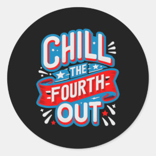Sticker Rond La quatrième rétro 4 juillet les femmes patriotiqu