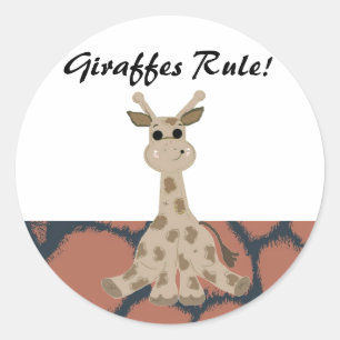 Sticker Rond La règle de la girafe de dessin animé 