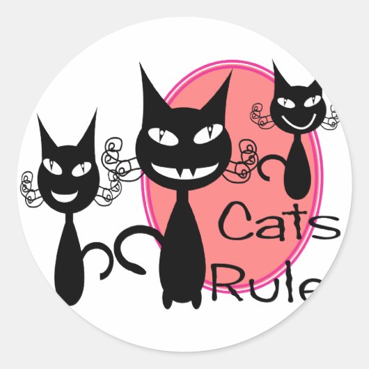 Sticker Rond La règle des chats ! ! ! ! ! ! ! ! ! ! ! (Devant)