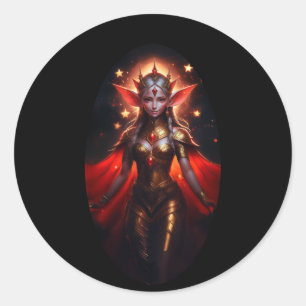 Sticker Rond La Reine De La Lune Les Elfes De L'Observateur Pos