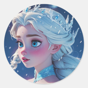 Sticker Rond la reine elsa