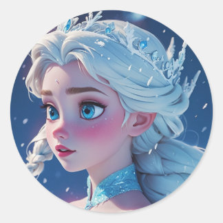 Sticker Rond la reine elsa