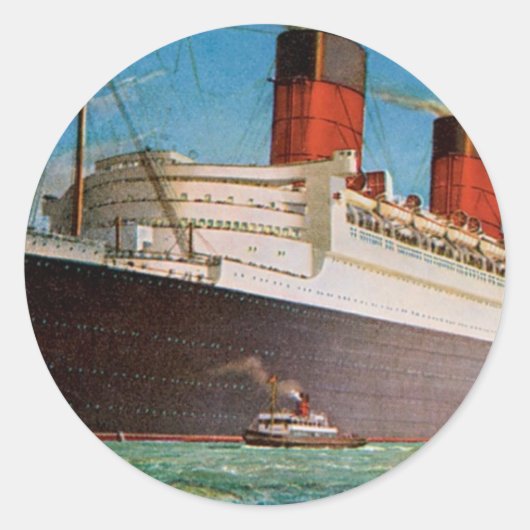 Sticker Rond La reine Mary de Cunard White Star Line (Devant)