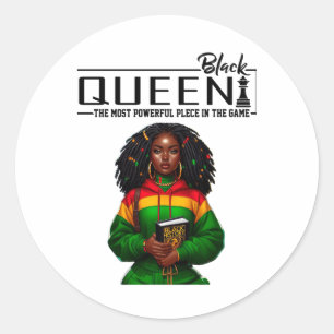 Sticker Rond La Reine Noire La Plus Puissante Partie Du Jeu -