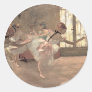 Sticker Rond La Répétition d'Edgar Degas, Art de ballet vintage