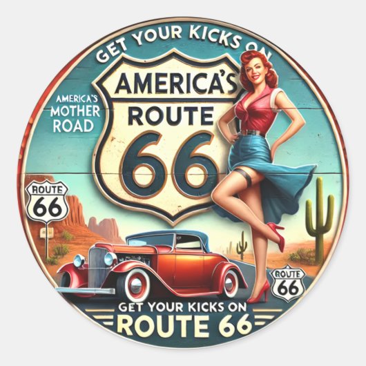 Sticker Rond la route 66 américaine (Devant)